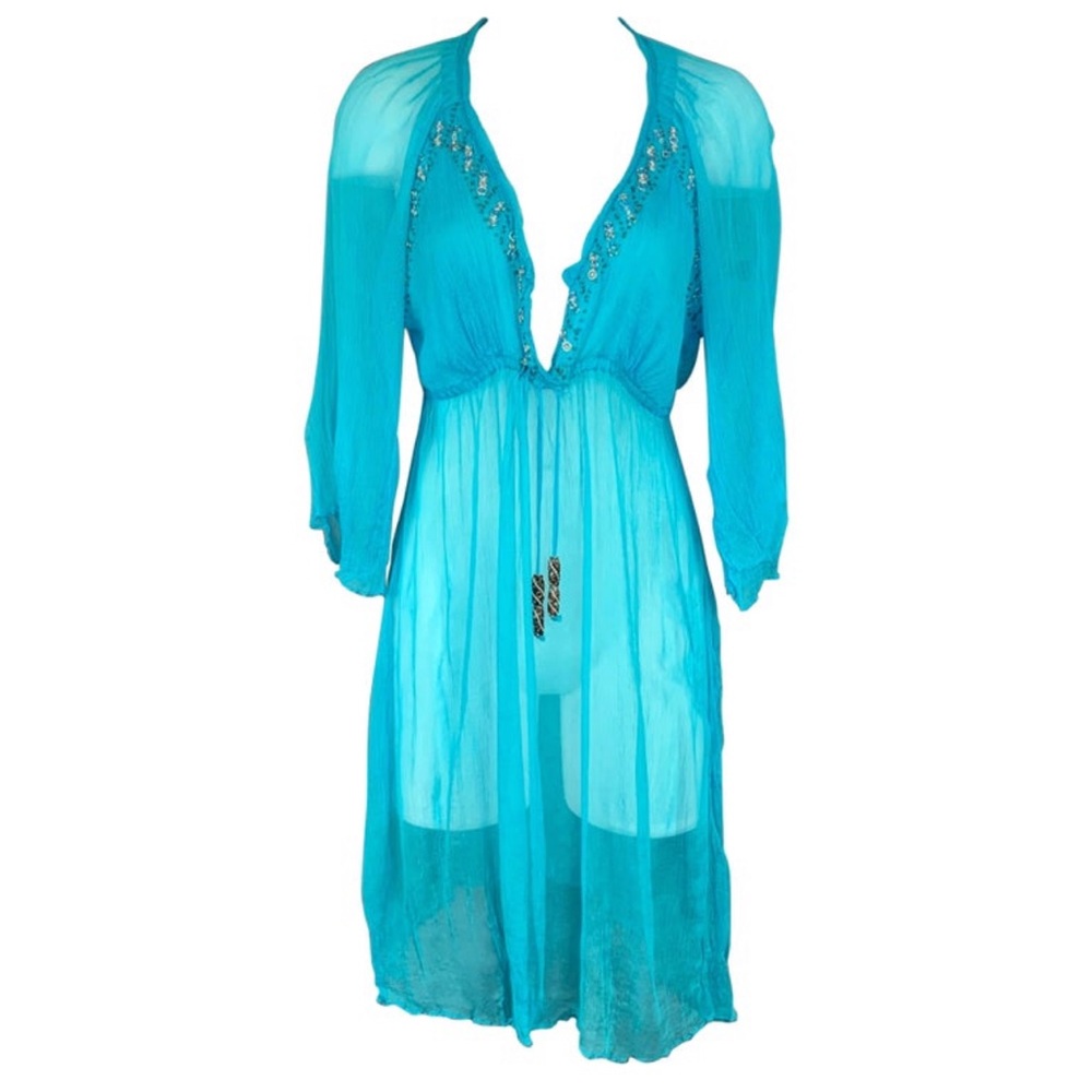Delfina 100% Italian Silk Beaded Coverup - St Tropez & St. Barths Style